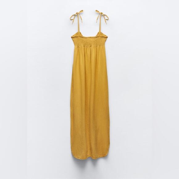 ZARA STRAPPY LINEN BLEND MIDI DRESS - Picture 4 of 5